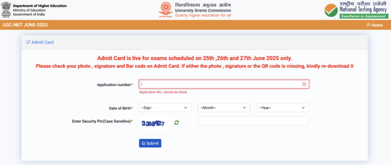 NTA UGC NET Admit Card 2025